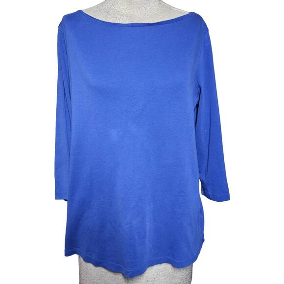 Talbots Blue Pima Cotton Top Size 1X Petite - Picture 1 of 3